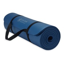 Gaiam Essentials Thick Yoga Mat Fitness  Exercise with 2/5" 10MM , Navy