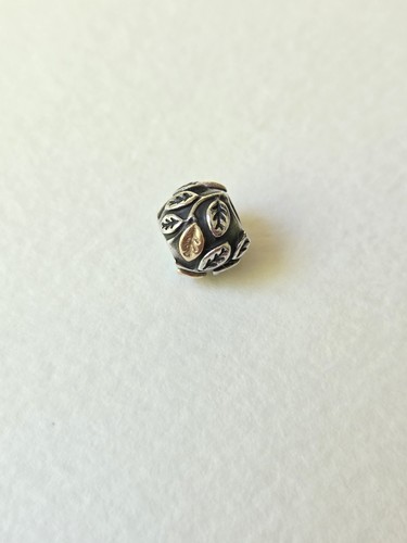 Pandora Two Tone 925 Silver And 14k Gold Leaf Charm Bead Retired