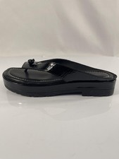 Donald Pliner Shoes Womens Size 10 Black Patent Thong Wedge Sandals SEENACI