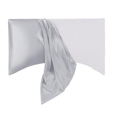 Curved Pillow Cases Queen Size 2 Pack-Silky Queen-20x30 inches Light Grey