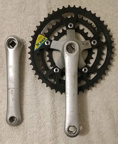 Vintage Shimano Exage Country FC-M250 170mm Triple Crank Set Biopace 48/38/28 T