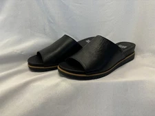 New $150 Eileen Fisher Koha Leather Wedge Sandal Black Women's Size 7