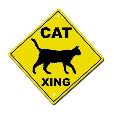 Fastasticdeals Cat Crossing Metal Aluminum Novelty Sign 12 in x 12 in