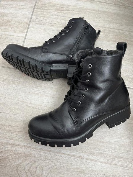 Women Ecco Boots Black Leather 37 #3R5J