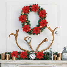 12 PCS Christmas Glitter Artificial Poinsettia Flowers, Christmas Flowers Decora