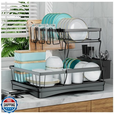 7 code Large Dish Drying Rack for Kitchen Counter, Detachable Lar
