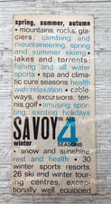 Savoy Four Seasons France c1960s Vintage English Tourist Travel Leaflet Brochure