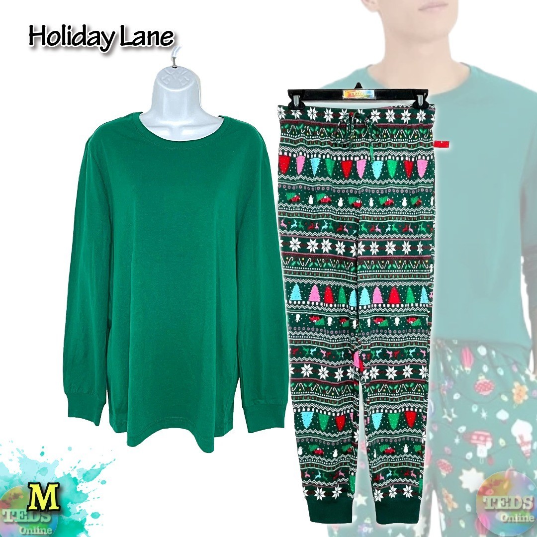 NWT Holiday Lane Men's M Ornament Cotton Pajamas Set Assorted