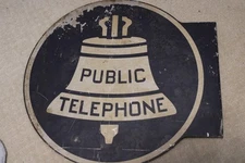 VINTAGE ANTIQUE PUBLIC TELEPHONE METAL SIGN
