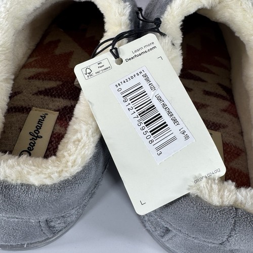 Dearfoams Hausschuhe grau Memory Foam bequem waschbar Herren große Größe 9-10 neu - Bild 5 von 6
