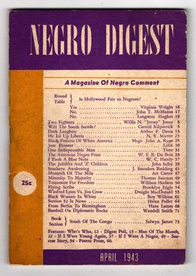 April 1943 Negro Digest Sixth Issue Ever Great Baseball Content South Secedes
