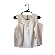 NWT Eliza J Womens Ivory Cold Shoulder Long Sleeve Back Zip Blouse Top Size 8