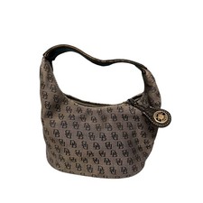 Dooney Bourke Signature Monogram Canvas Hobo Shoulder Bag Grey Blue logo