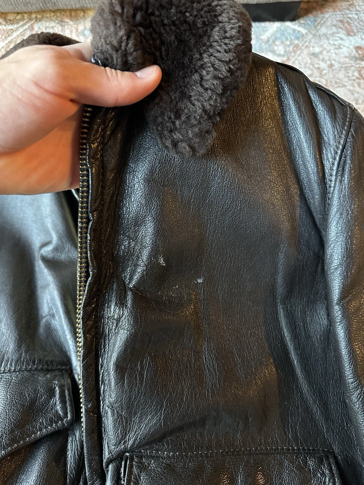VTG Vintage LL Bean Flying Tiger Goatskin Bomber Jacket - size 38 USA image 11