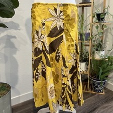 Vintage Casual studio yellow and brown floral midi skirt size s