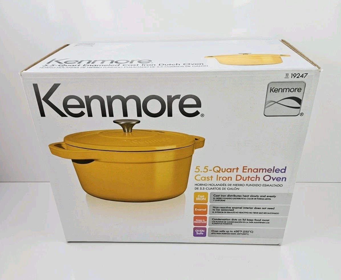 Kenmore 5.5 Quart Cast Iron Enameled Coated Dutch Oven In Yellow