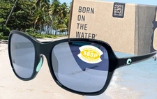Costa Del Mar KARE shiny black/silver mirror 580P polarized SUNGLASSES New!