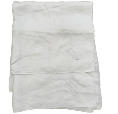 Vintage Damask Jacquard White Floral Monogramed Large Napkins 26'' Square (2)