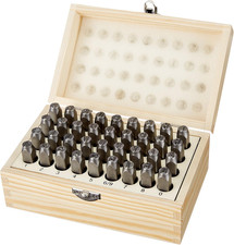 36 Pc Metal Stamping Kit Alphabet Number Punch Set 5/16in Wood Case