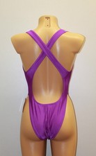 Women One piece Leotard 203-13 Bottom Half Closed Open Back Lilac Spandex Size L