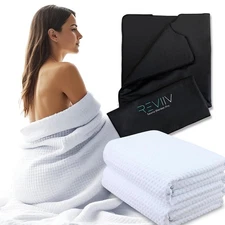 REVIIV Sauna Blanket Insert Towel - 2 Pack Soft White Cotton Waffle - Comfort...