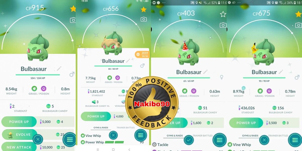 Pokémon GO Shiny Bulbasaur Wearing Hat – Trade 20.000 stardust (Read  Describe) - PoGoFighter