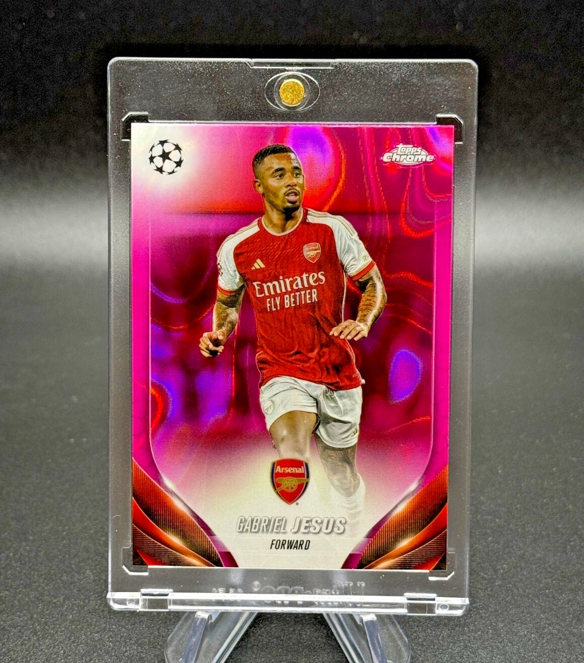 Gabriel Jesus 2023-24 Topps Chrome UCC Pink Lava Refractor #40 Arsenal FC Soccer Card