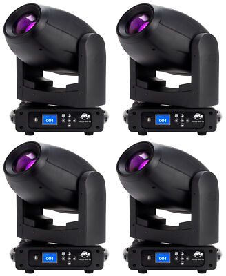 (4) American DJ ADJ FOCUS SPOT 4Z 200W Cool White DMX Moving Head Spot Lights
