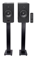 Pair Rockville HD5 5" Bluetooth Bookshelf Home Theater Speakers Stands - Black
