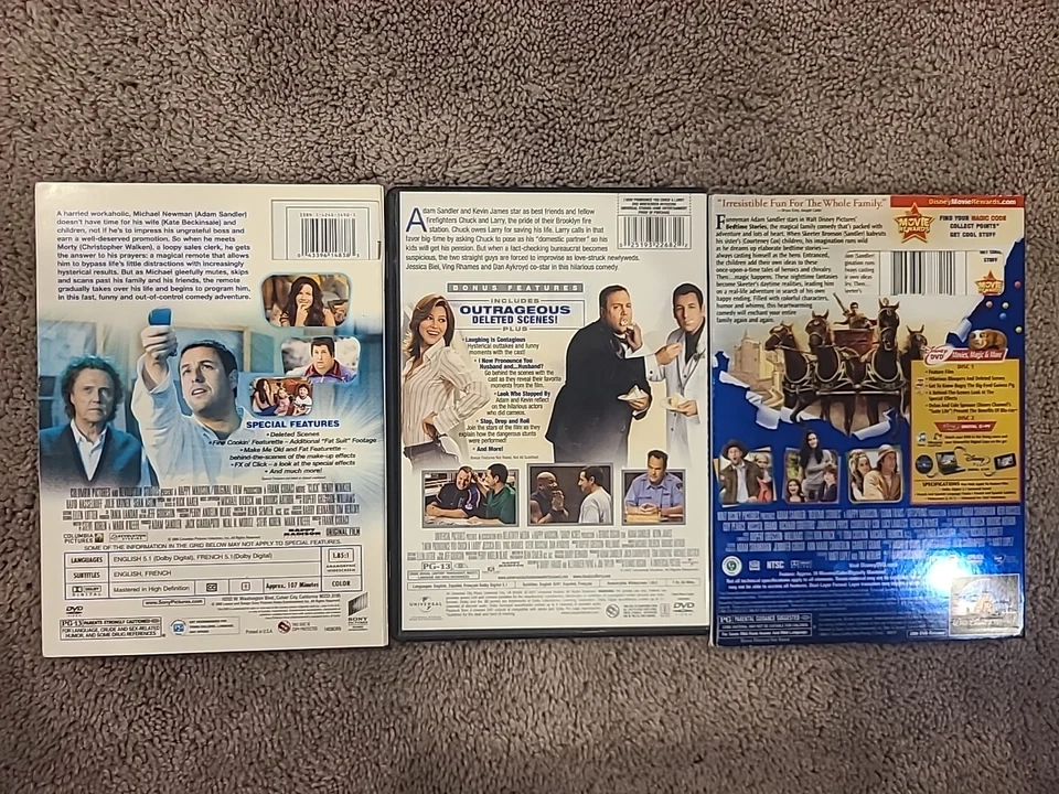 DVD Lot Of 3 Adam Sandler - Click, Pronounce You Chuck & Larry, Bedtime Stories Foto 2 de 4