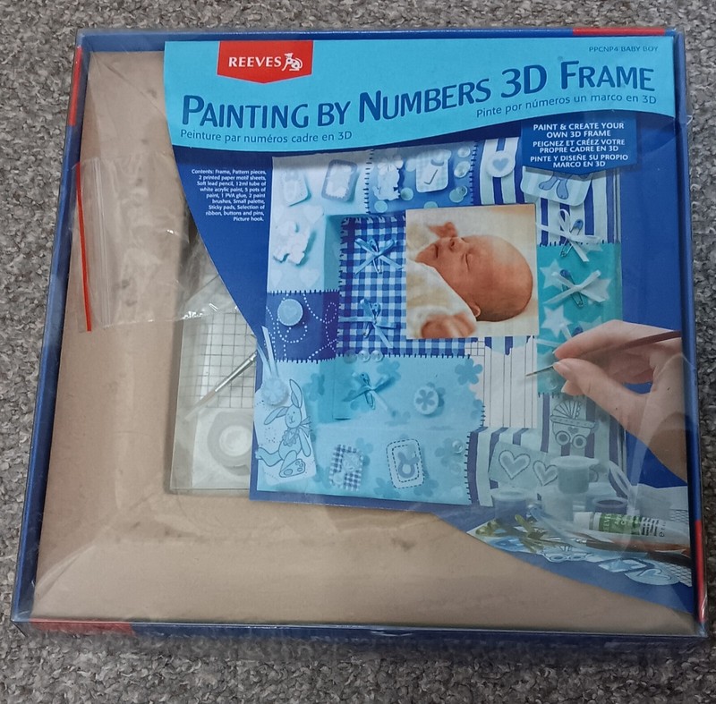 Reeves Painting By Numbers 3D Frame New Baby Shadow Box Baby Blue