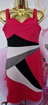 SCHÖNES PARISER GERIPPTES PARTY ROSA DAMEN FRAUEN KLEID GRÖSSE 8 10 EUR 36 38 GRÖSSE S M