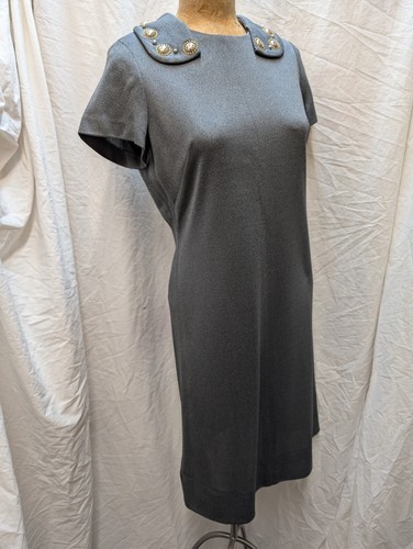 Vintage 1960's Gray Double Knit Poly Mod Dress by Van Perks Size S/M - Picture 3 of 8
