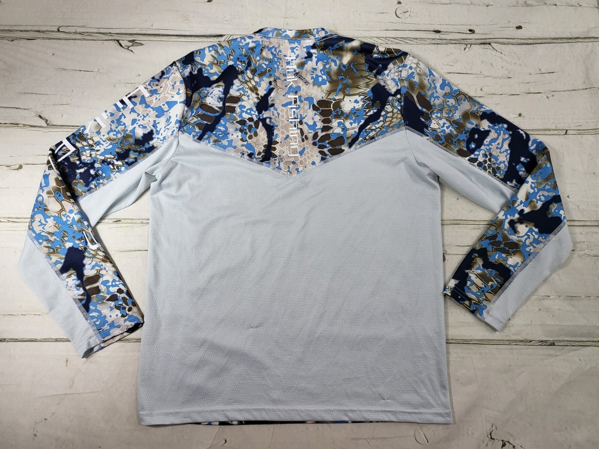 Huk Performance Fishing Camo Long Sleeve Blue Tan #144273 T-Shirt