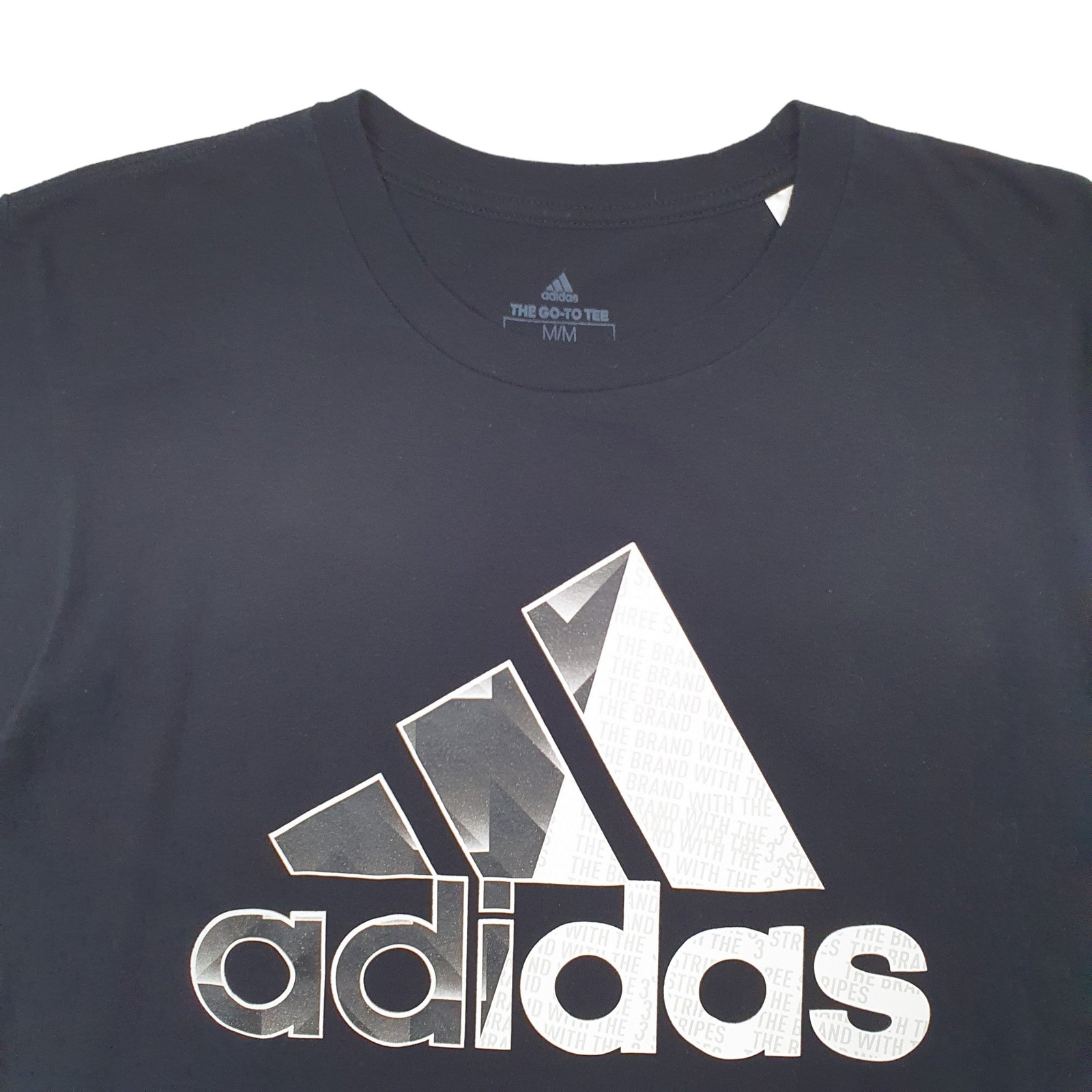 ADIDAS Black T Shirt Tee Spellout Short Sleeve Cotton Blend Mens M image 3