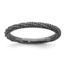 Sterling Silver Stackable Expressions Ruthenium Plated Twist Ring Sizes 5 to 10