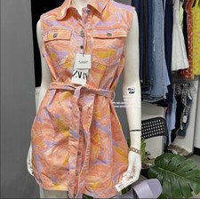 Zara Printed Denim Dress XS