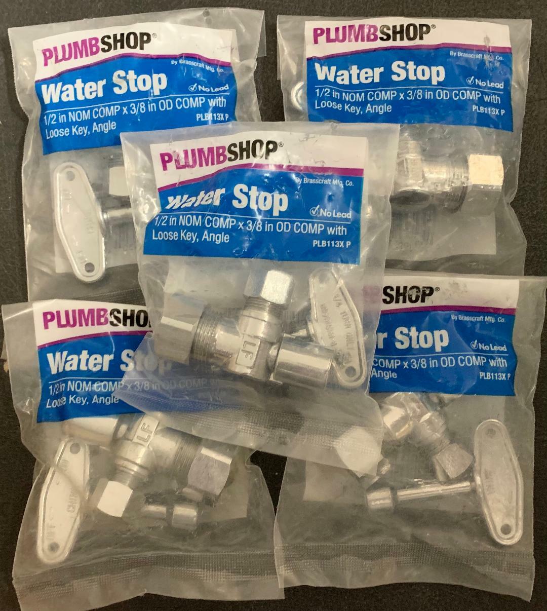 Plumbing 1/4 Turn Angle Stop Water Shut Off Ball Valve 1/2" X 3/8" --- LOT OF 5
