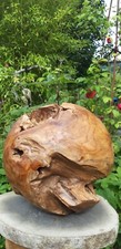 Teakholz Kugel Skulptur Bepflanzung Kunst Natur Garten Deko Ball Unikat Bali