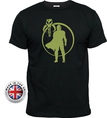 Star Wars Tshirt Mandalorian Bounty Hunter Unisex und Damen tailliert schwarz Tshirt
