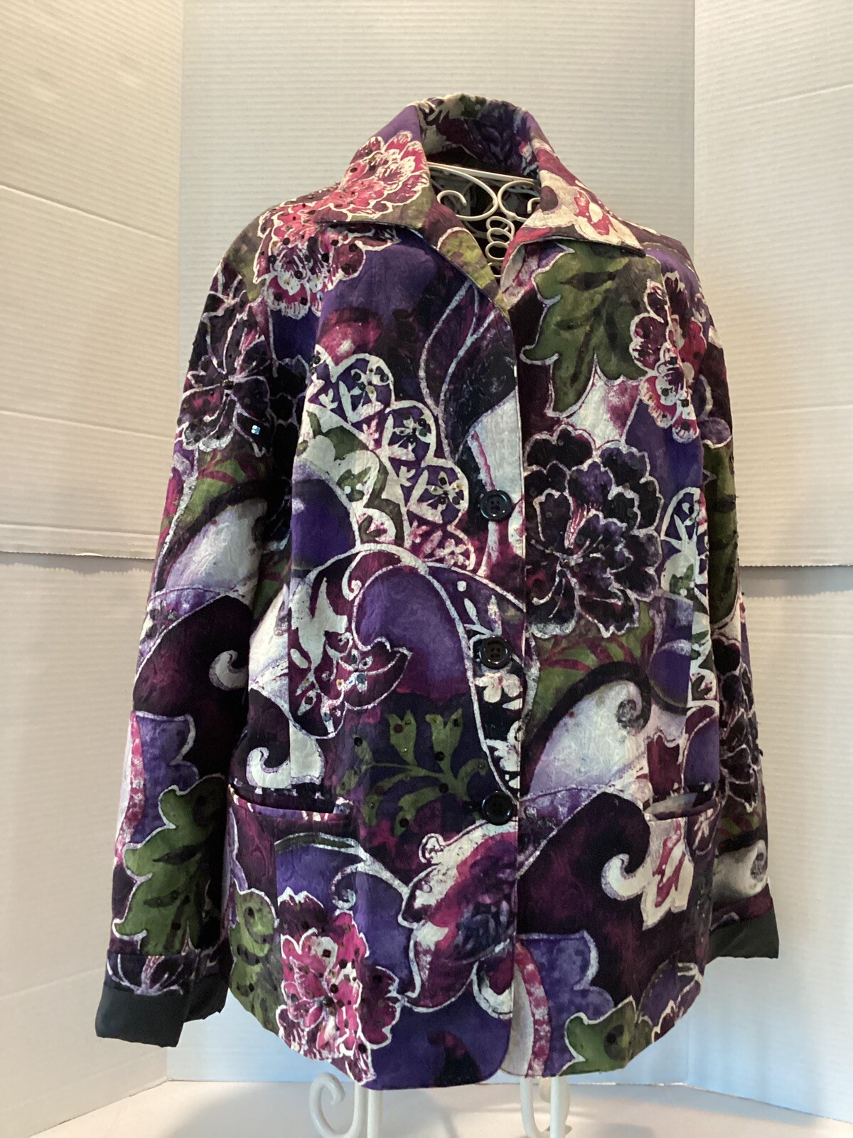 Chicos Print Sequence  Button Fully Lined Jacket … - image 2