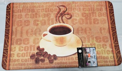 ANTI-FATIGUE NON SLIP FLOOR MAT (18''x30'') PVC,HOT COFFEE CUP & BEANS,Master Chef