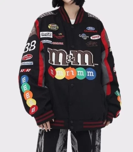 Unisex Adults M&M Printed/EMBROIDERY Casual Loose Motosport Jacket UK S-3XL - Bild 25 von 26