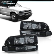 Fit For 1998-2004 Chevy S10blazer Headlight Assembly Black Housing Smoke Lens