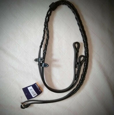 EKKIA Lederzügel geflochten, schwarz, gedrehte Zügel Warmblutgröße, Breite : 16 mm