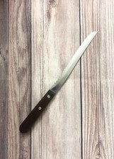 Vintage Robinson Serrated Bread Slicer Knife 7โ Wood Refinished Made In USA