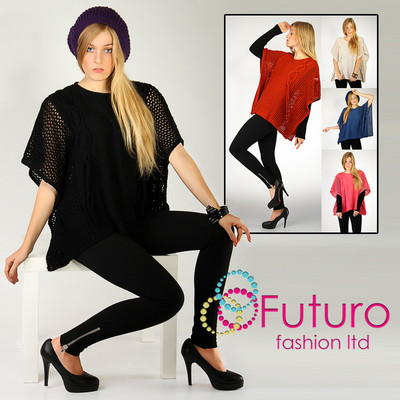 Winterstrickwaren trendy & einzigartig warm Poncho Kimono quadratischer Stil EOS