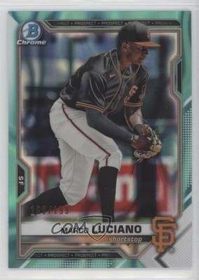 2021 Bowman Draft Chrome Aqua Lava Refractor 190/199 Marco Luciano #BDC-131 19r6