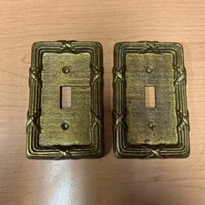 Vintage Metal Switch Plates Wall Cover Ornate Textured Hardware-set of 2