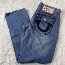 Vintage Y2K True Religion Joey Super T Wide Leg Denim Jeans USA Made Size 34x34